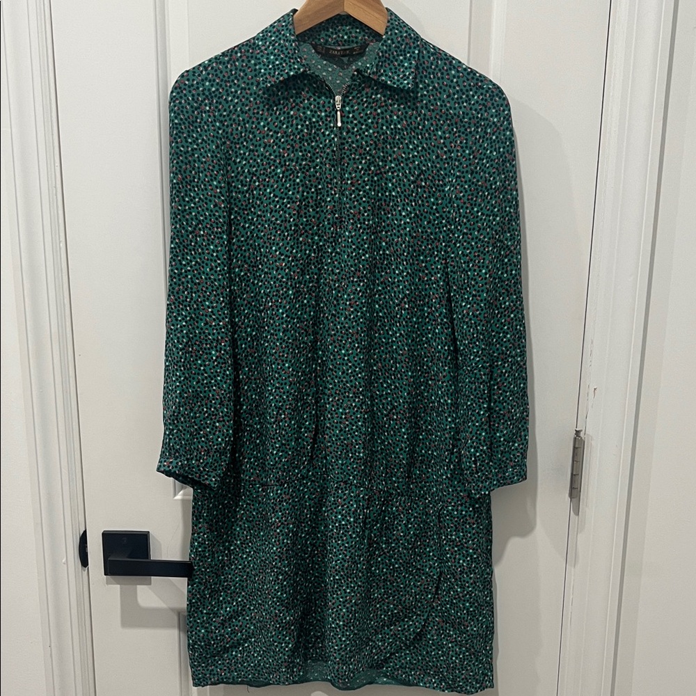 Zara Teal Polka Dot Dress